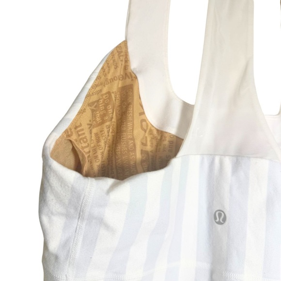 Lululemon White & Blue Striped Scoop Neck Racerback Tank – Size 12 - Picture 5 of 10